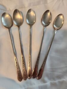 5 Vintage 1941 Wm Rogers Priscilla Lady Ann Silverplate Flatware Long Spoons