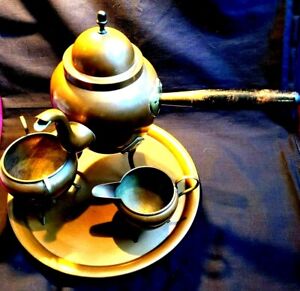 O H Lagerstedt Swedish Arts Crafts Copper Coffee 4 Piece Set