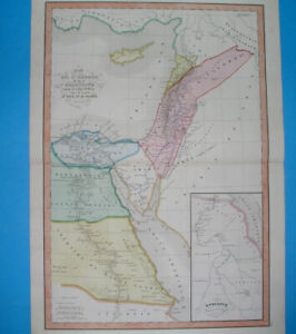 1865 Rare Original Map Holy Land Palestine Cyprus Israel Jordan Jerusalem Moses