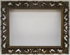 Large 19thc Italian Continental Antique Carved Wood Florentine Picture Frame