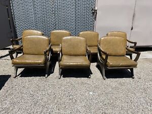 Lot Of 7 Campaign Style Spanish Hispania Style Vintage Armchair Chair Set