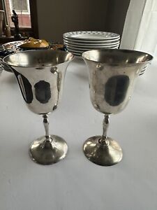 Vintage Goblets Wine Leonard Made In India E P N S 7 Tall Silver Plate Set