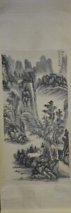 Vintage Chinese Watercolor Landscape Wall Hanging Scroll Painting