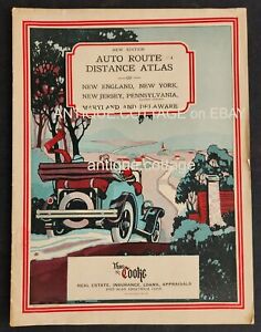 1927 Antique Road Atlas Thos Cooke Auto Route Distance Atlas Ne Ny Nj Pa Md De