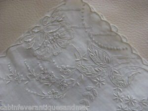 Victorian Wedding Bridal White Work Embroidery Tambour Lace Hanky 11 2