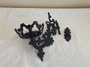 Vintage Black Cast Iron Wall Sconce Oil Lamp Holder With Mounting Bracket