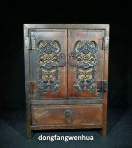 10 China Huali Wood Handmade Dynasty Fish Bat Lucky Furniture Drawer Cupboard