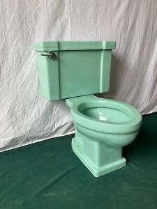 Vtg Deco Mid Century Jadeite Ming Green Porcelain Toilet Old Standard 123 24e