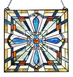 25 Crossroads Multi Archie Mission Tiffany Style Stained Glass Window Panel
