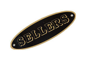 Sellers Cabinet Label Black And Gold Lettering