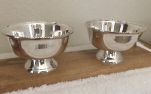 R R International Silver Pair Of Bowls Beaded Edge With Pedestal Base 6 