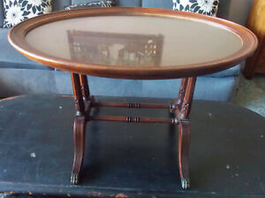 Mid Century Mahogany Coffee Table W Glass Serve Tray By Imperial Rp Ct 117 