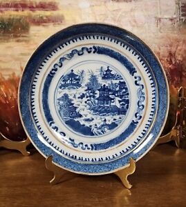 19th Century Chinese Blue White Porcelain Canton Plate 8 
