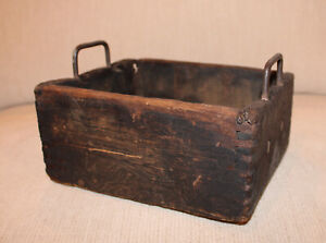 Antique Wood Dovetailed Box Ford Metal Handles 9 X 7 5 X 4 25 H