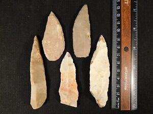 Lot Of Five Ancient Prismatic Flint Stone Tools Or Artifacts Algeria 89 7gr