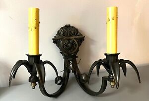 Vintage Double Wall Sconce Bronze Finish Rewired