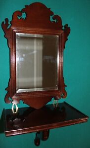 Bombay Co Solid Mahogany Chippendale Reproduction 80 S Wall Mirror Shelf Set