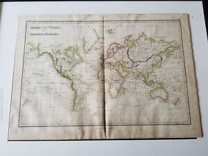 Original Antique James Wyld Map Chart Of The World Mercators Projection 1838