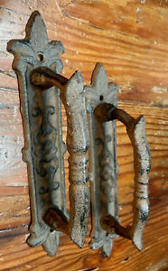 Gothic Castle Door Pull Handles Part Cast Iron Look Church Metal Antique Old Vtg