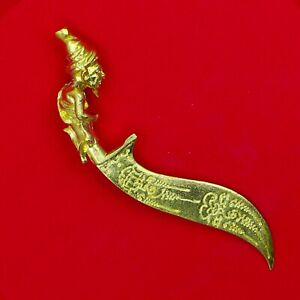 Golden Meed Mor Knife Dagger Sword Phor Than Kloy Thai Amulet Migic Holy Power