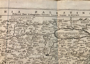 Map Holy Land Palestine Israel Jerusalem Palestina Antique Original 1714