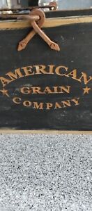 Vntg American Grain Co Wooden Grain Bucket Wrought Iron Antique Primitive