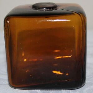 Vintage Square Glass Japenese Hand Blown Fishing Float 3 Inch Bouy Amber