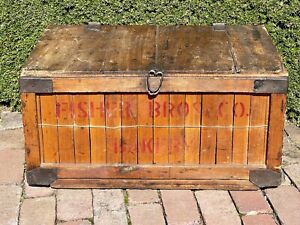 Antique 1800 S Bakery Box Coffee Table Trunk Chest Fisher Bros