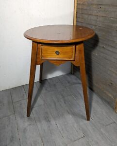 Powell Round Vintage Mission Arts Crafts Style Side Table 1 Drawer