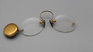 Antique Pince Nez Glasses W Ketcham Mcdougall Retractable Chain Pin Circa 1903