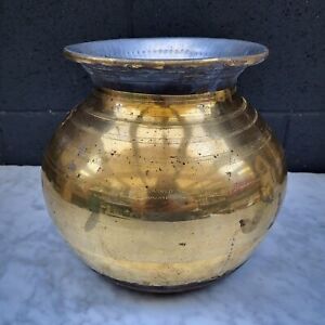 Vintage Brass Holy Water Pot Patina Made In India 8 75 Tall Decoartive Object