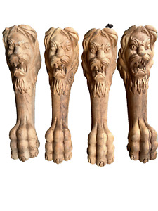 Massive Oak Lion Heads Set Of 4 Furniture Legs Shelf Brackets Victorian Horner