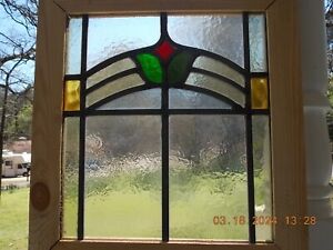 Govf298 Reframed Older Pretty English Leaded Stain Window 14 5 8 X 16 