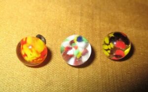 Lot 3 Antique Victorian Charmstring Buttons Paperweight Glass End Of Day