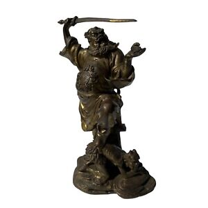 Chinese Brass Taoist Master Zhong Kui Home And Business Guardian Statue