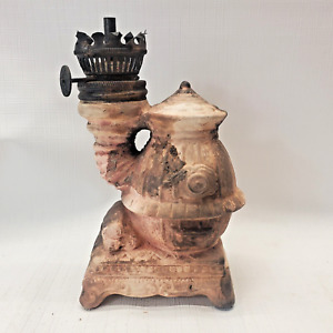 Pot Belly Stove Oil Lamp Vtg Miniature Porcelain Kerosene