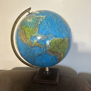 Vintage Cram S Scope O Sphere 12 Vintage World Globe Gold Metal Woodbase