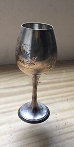 Vintage 1960s Silver Plate Wine Goblet Glass 6 H X2 75 D