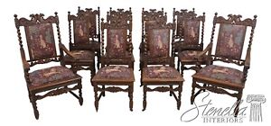 Lf63821ec Set Of 12 Antique Griffin Carved Oak Dining Room Chairs