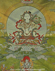 36 Tibet Tibetan Buddhism 7 Eyes White Tara Goddess Hang Tangka Thangka Scroll