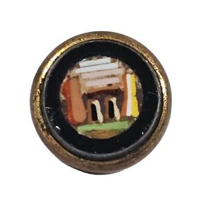 Antique Victorian Micro Mosaic Roman Building Design Grand Tour Tiny Button