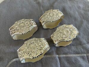 Set 4 Silverplate Silver Plated Floral Napkin Rings Napkin Holders