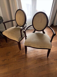 Barbara Barry For Baker Furniture Modern Neoclassical Mahogany Dining Chairs Two