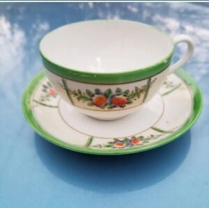 Antique Japanese Porcelain Cup And Saucer Set Hand Painted