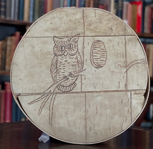 Antique Handmade Maple Wood Shaker Pantry Box With Owl Carving Shaker Folk Art