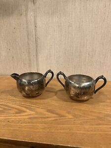 Vintage F B Roger S Silver Co Silver On Copper Creamer And Sugar Containers