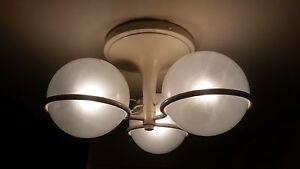 Rare 2042 3 Chandelier Gino Sarfatti For Arteluce Ceiling Lamp White Art Piece