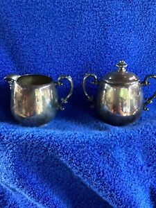 Vintage W M Rogers 103 Sugar Bowl 104 Creamer Pitcher Silver Plated 