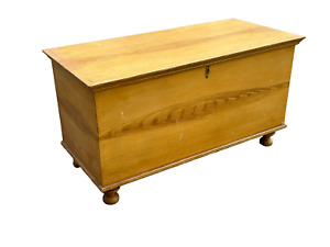 1800s Grained Painted Lancaster Pa Blanket Chest Mustard Paint Amish Poplar