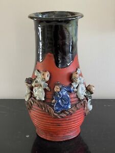 Antique Japanese Sumida Gawa Pottery Vase Purchased In London From George Knapp